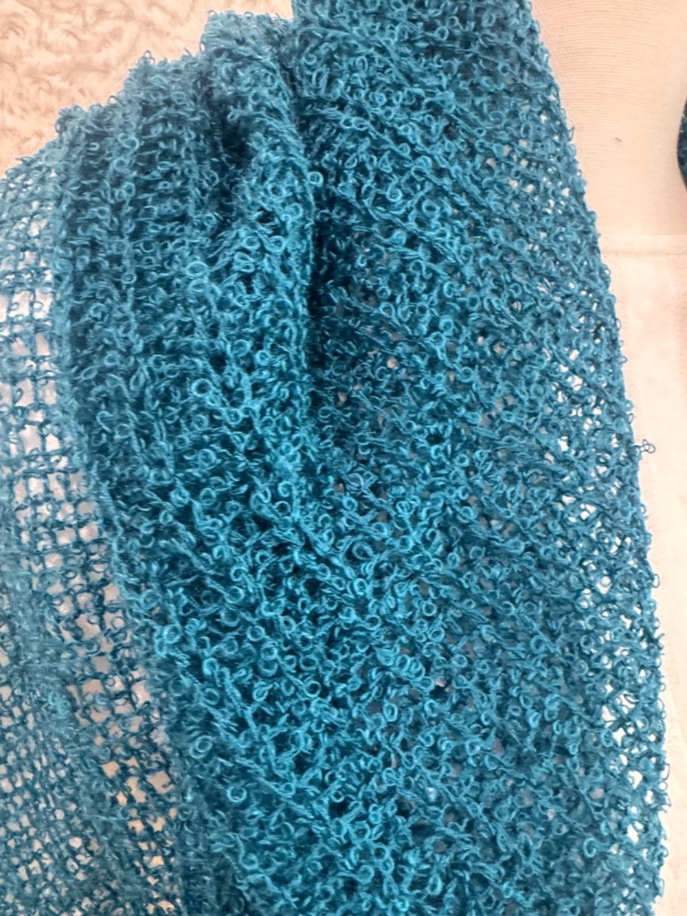 Hand-Knit Teal Lace Shawl - Women Accessories - Scarf, beautiful!!! - Picture 4 of 4